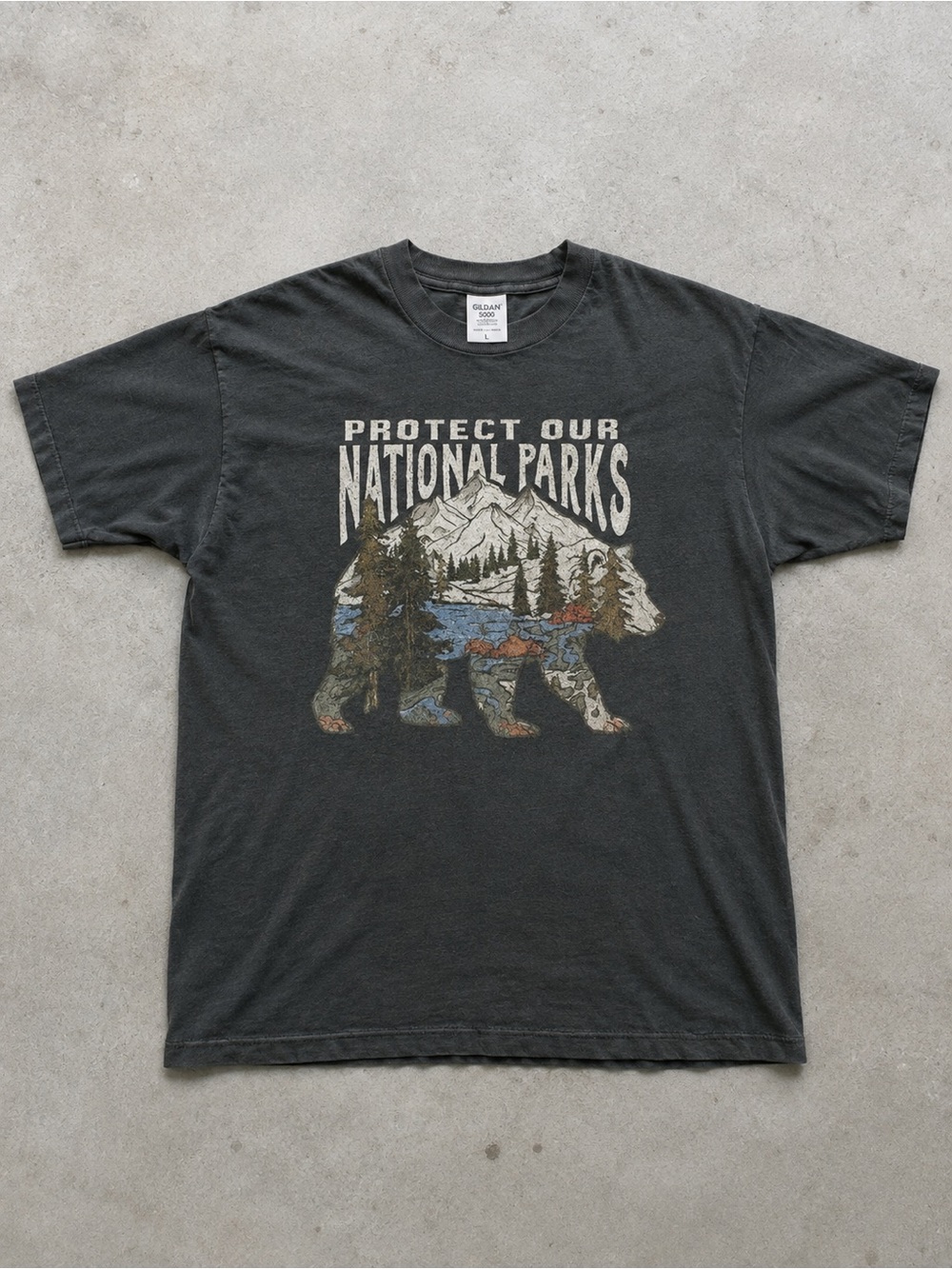 Charcoal ‘Protect Our National Parks' Bear Mountain Graphic T-shirt
